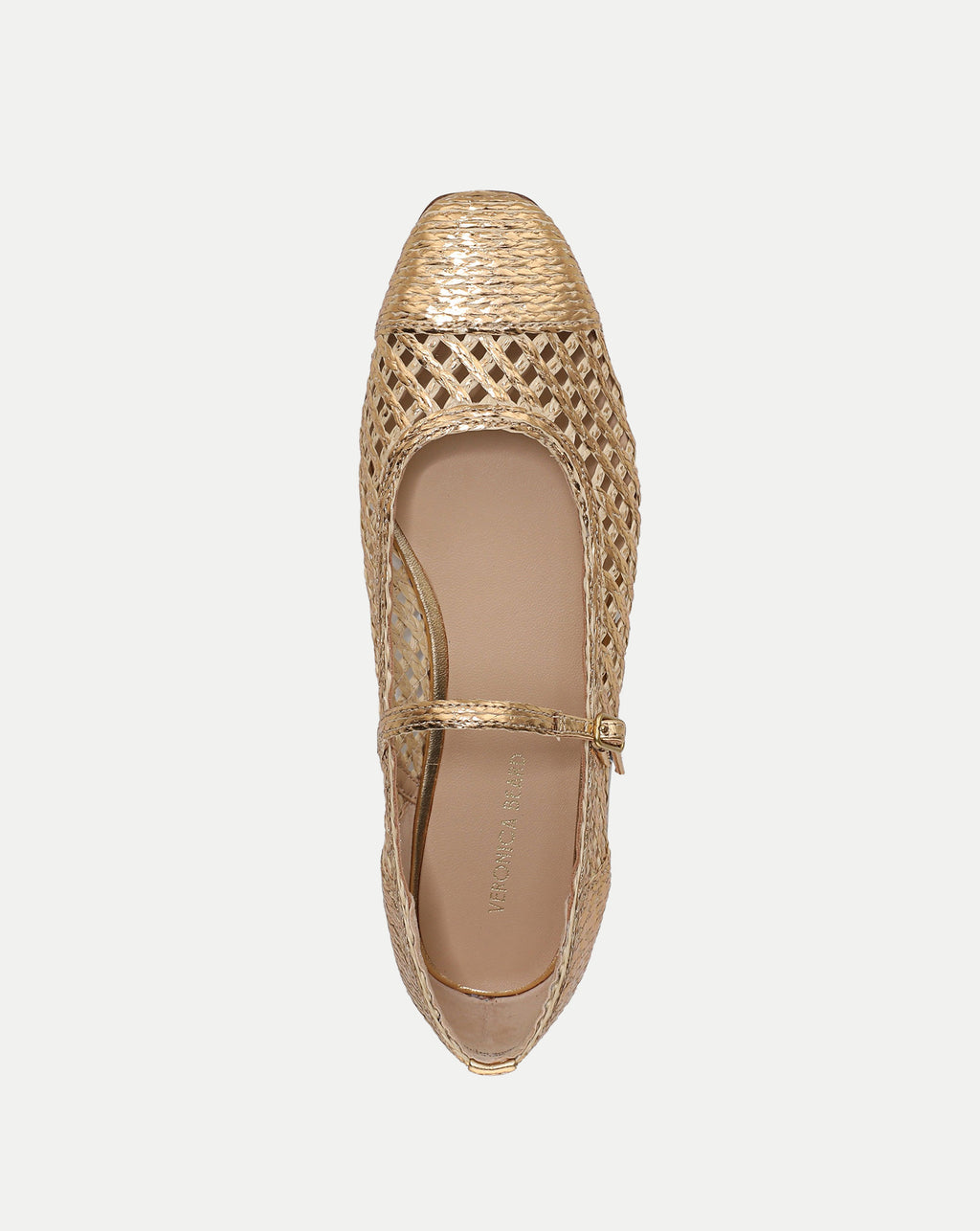 Pale George Raphia Ellie Woven Raffia Flat in Pale Gold | Veronica Beard