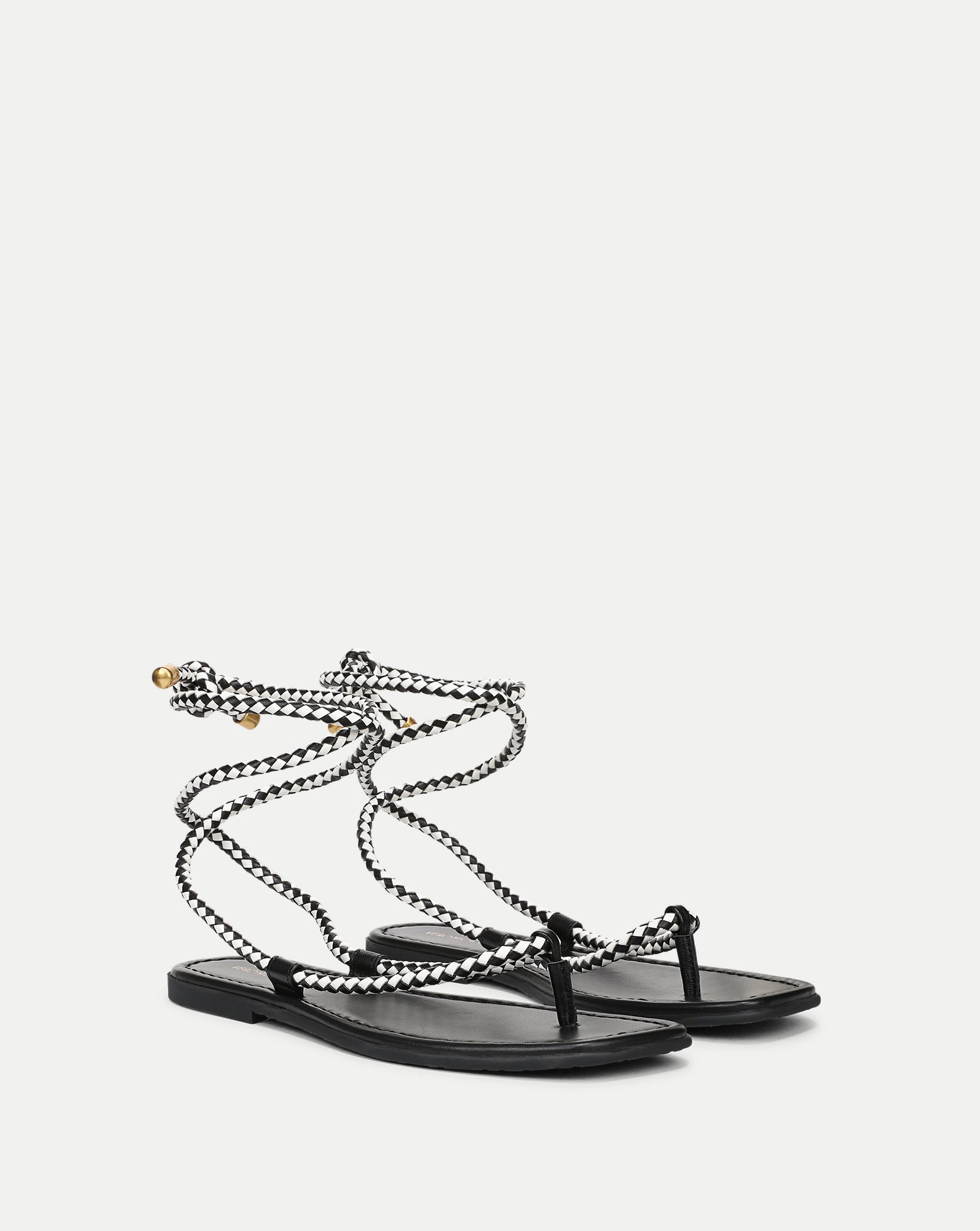 Carmina Wrap Sandal in Black/Coconut | Veronica Beard