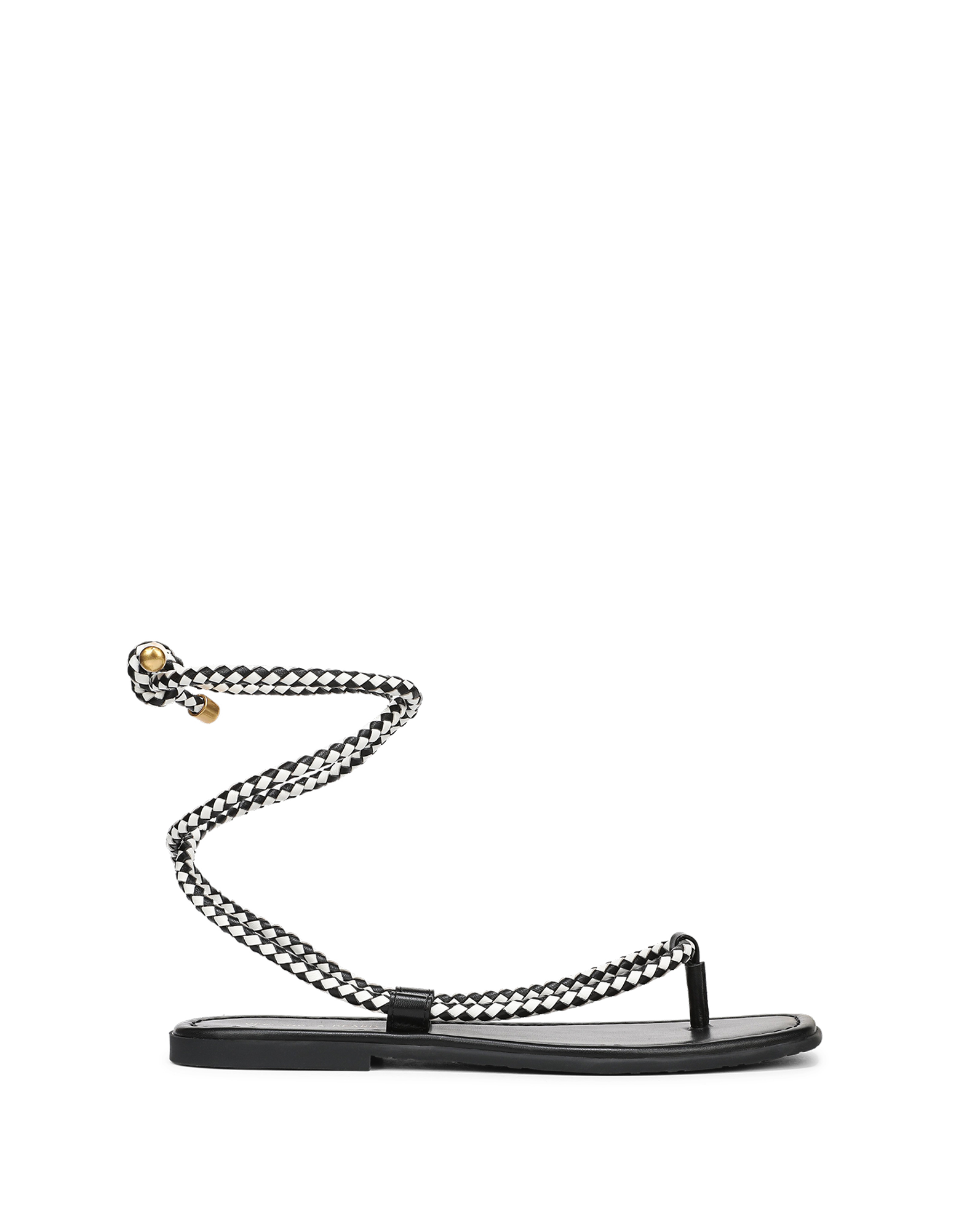 Carmina Wrap Sandal in Black/Coconut | Veronica Beard