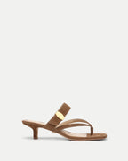 Veronica Beard Salva Dash Kitten-Heel Sandal - Chestnut