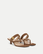 Veronica Beard Salva Dash Kitten-Heel Sandal - Chestnut