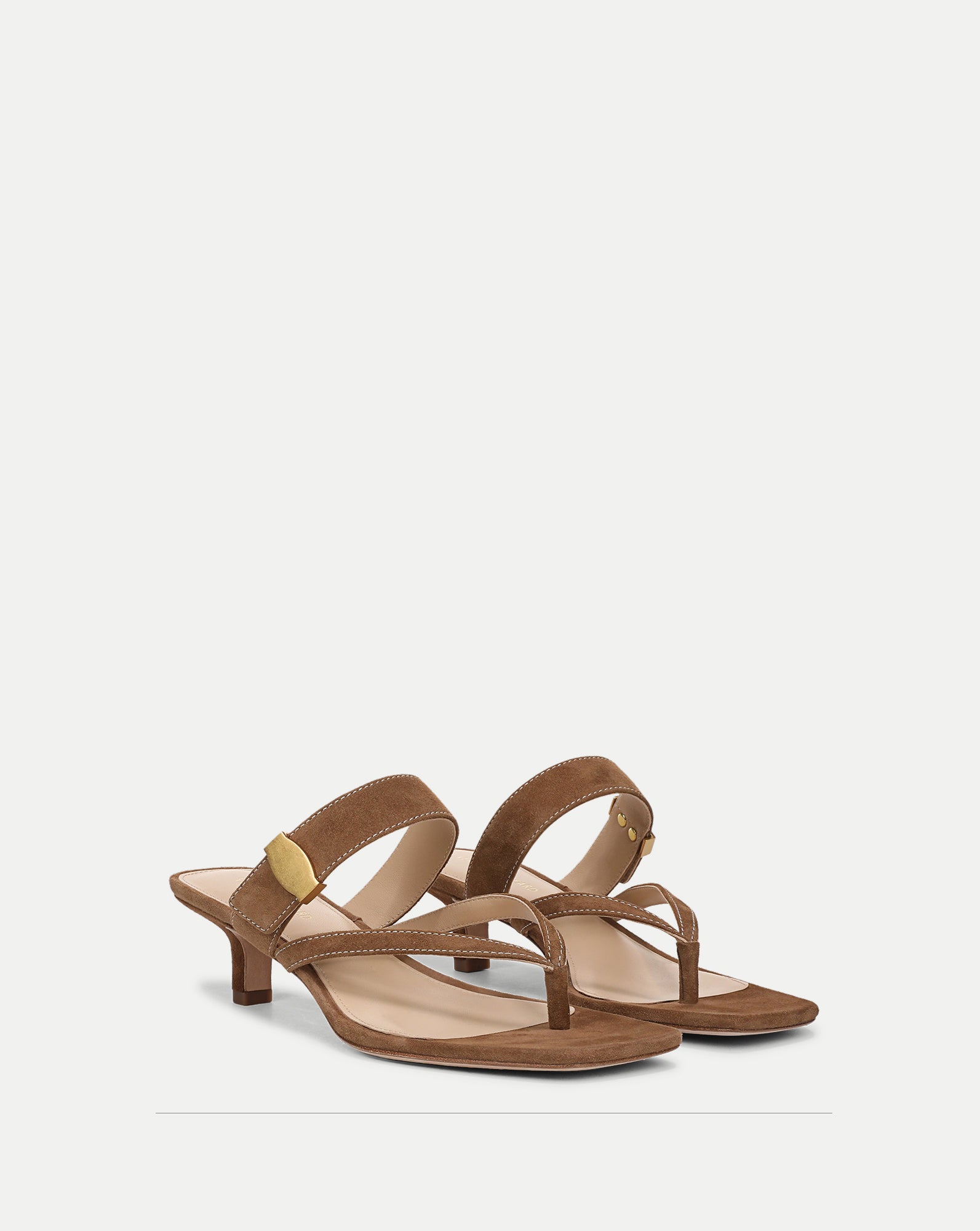 Veronica Beard Salva Dash Kitten-Heel Sandal - Chestnut