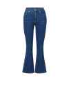 Veronica Beard Blue denim flared jeans with cropped hems.