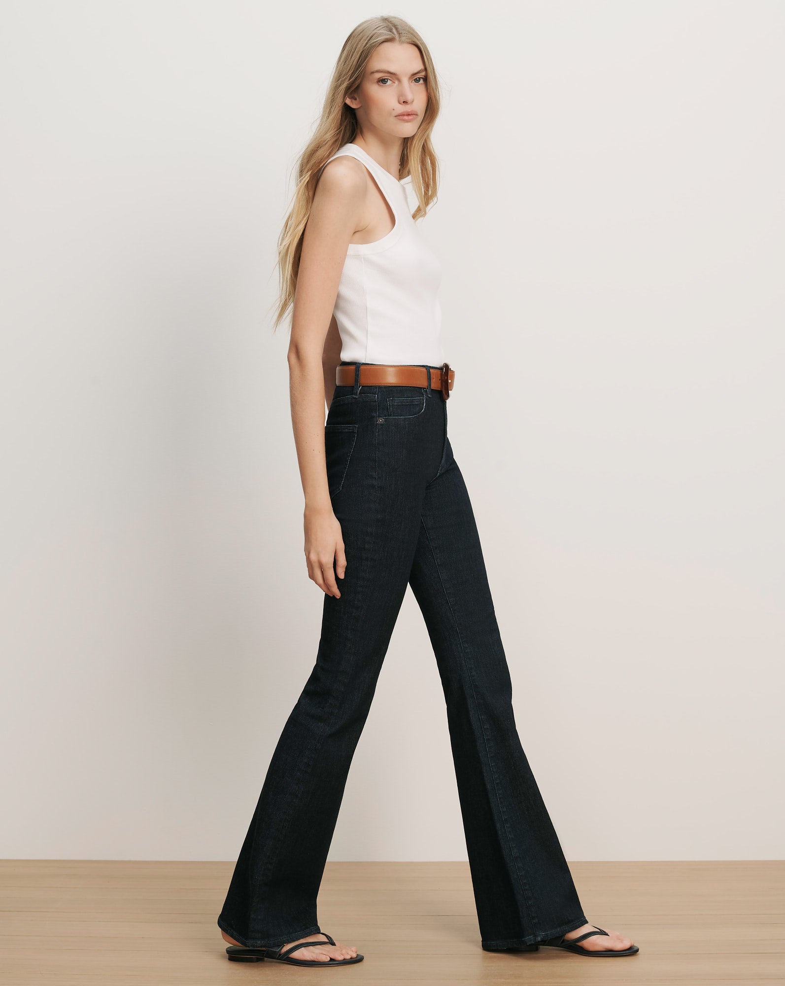 Beverly Skinny-Flare Jean in Dark Wash Indigo Rinse | Veronica Beard