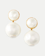 Veronica Beard Pearl 2 Drop Earrings | Clip Backing - White