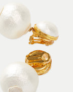 Veronica Beard Pearl 2 Drop Earrings | Clip Backing - White