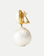 Veronica Beard Pearl 2 Drop Earrings | Clip Backing - White