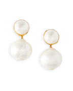 Veronica Beard Pearl 2 Drop Earrings | Clip Backing - White
