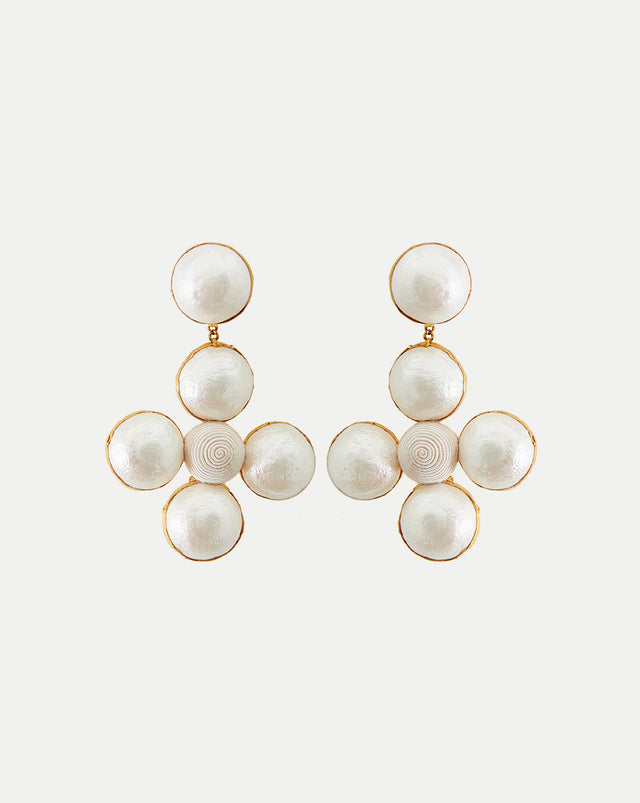 Pearl Cross Earrings | Clip Backing