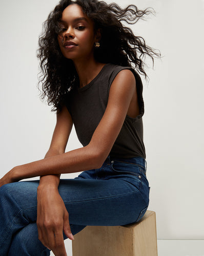 Veronica Beard Dree Muscle Tank Top - Charcoal