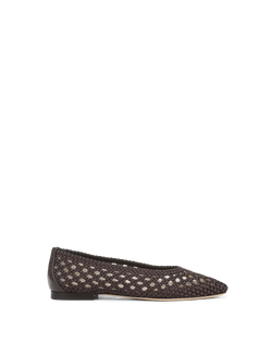 Veronica Beard Brown woven leather flat shoe with pointed toe.