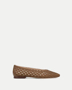 Veronica Beard Cienna Woven Satin Flat - Chestnut