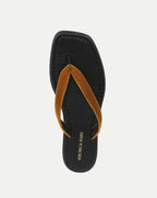 Veronica Beard Clea Velvet Flip-Flop Sandal - Mustard Yellow