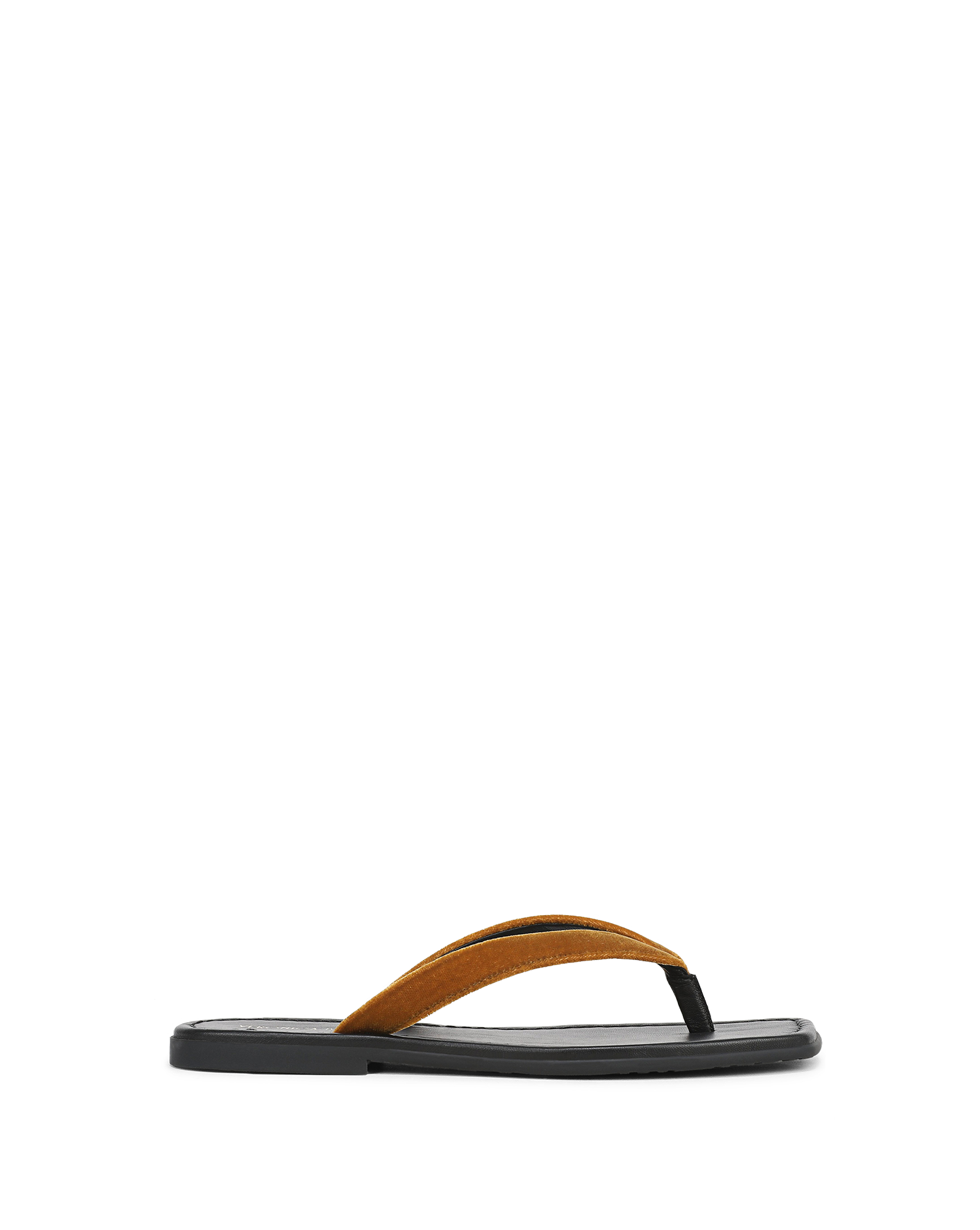 Veronica Beard Brown suede thong sandal with black sole.