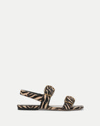 Veronica Beard Zebra print calf hair flat sandal with buckles