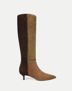 Veronica Beard Lisa Kitten-Heel Boot - Chestnut/Fennel/Espresso