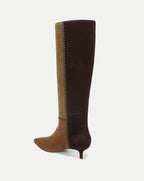 Veronica Beard Lisa Kitten-Heel Boot - Chestnut/Fennel/Espresso