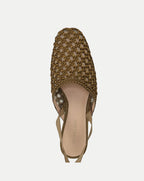 Veronica Beard Olive woven leather slingback flat shoe