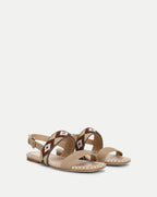 Veronica Beard Marian Beaded Flat Sandal - Sand Multi