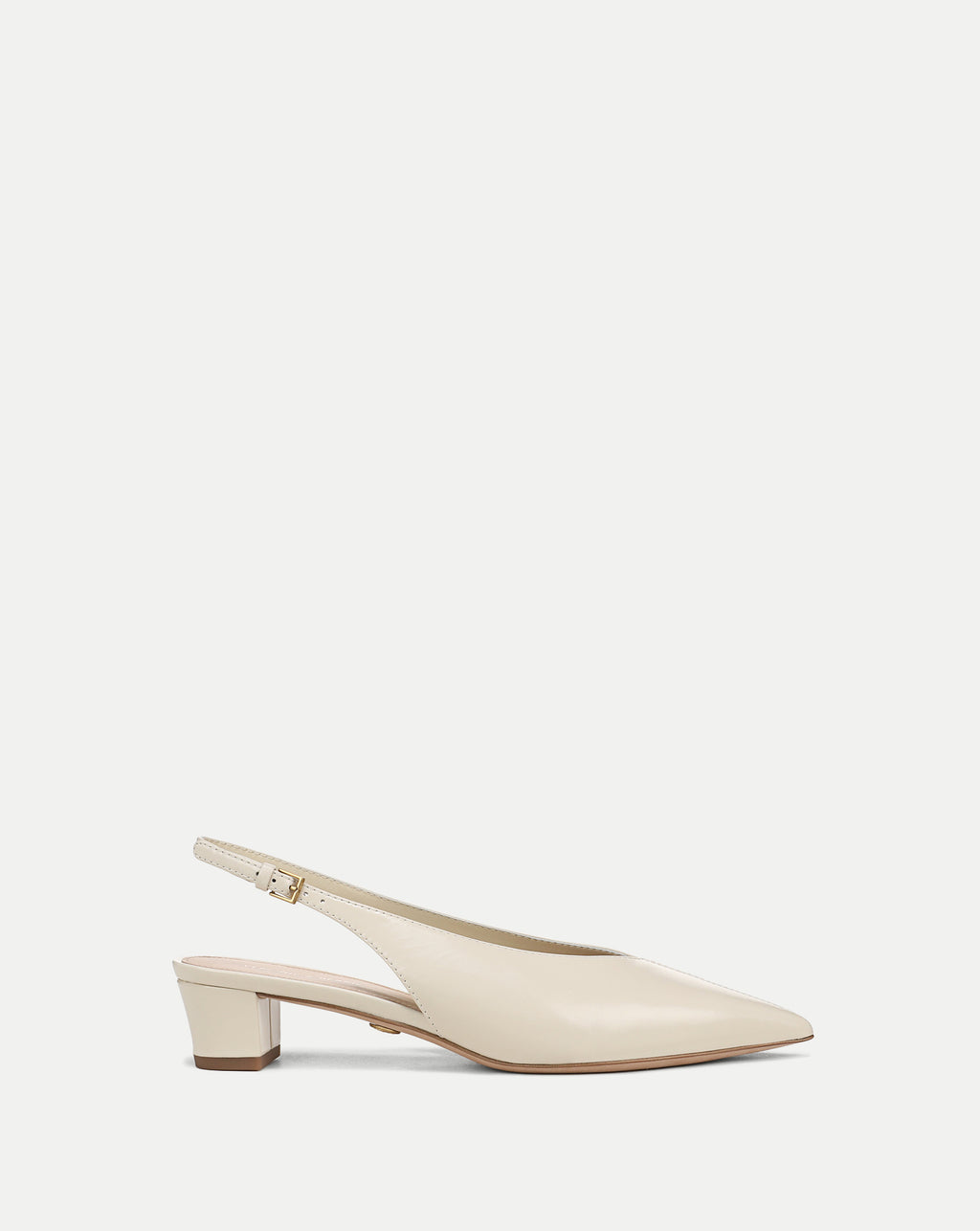 Veronica Beard Cream leather slingback kitten heel.