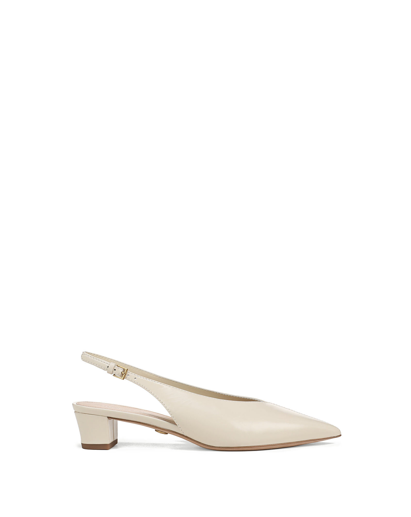 Veronica Beard Cream leather slingback pumps with a low block heel.