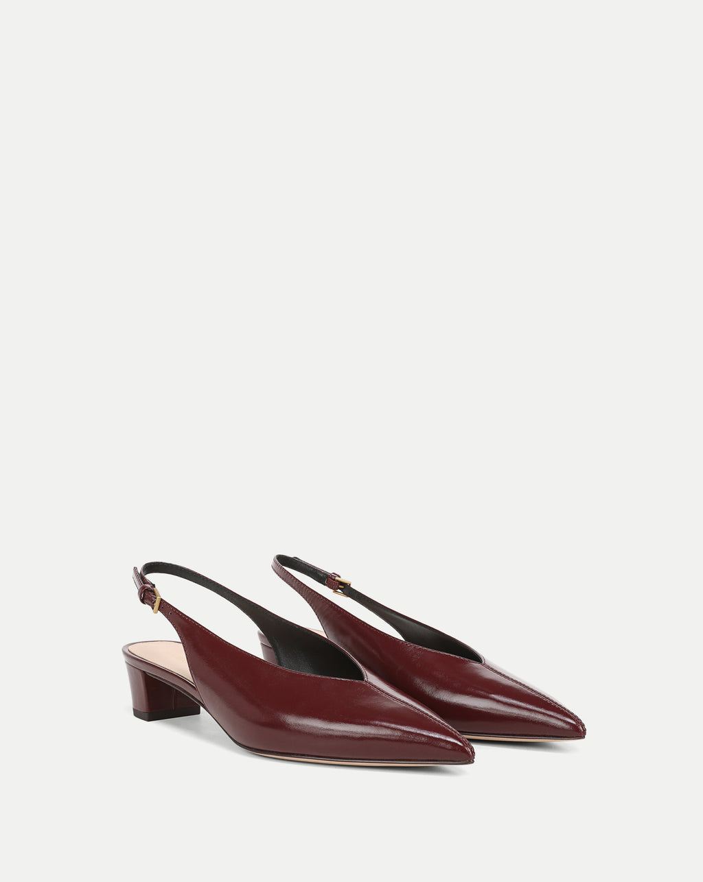 Veronica Beard Burgundy leather slingback kitten heel pumps