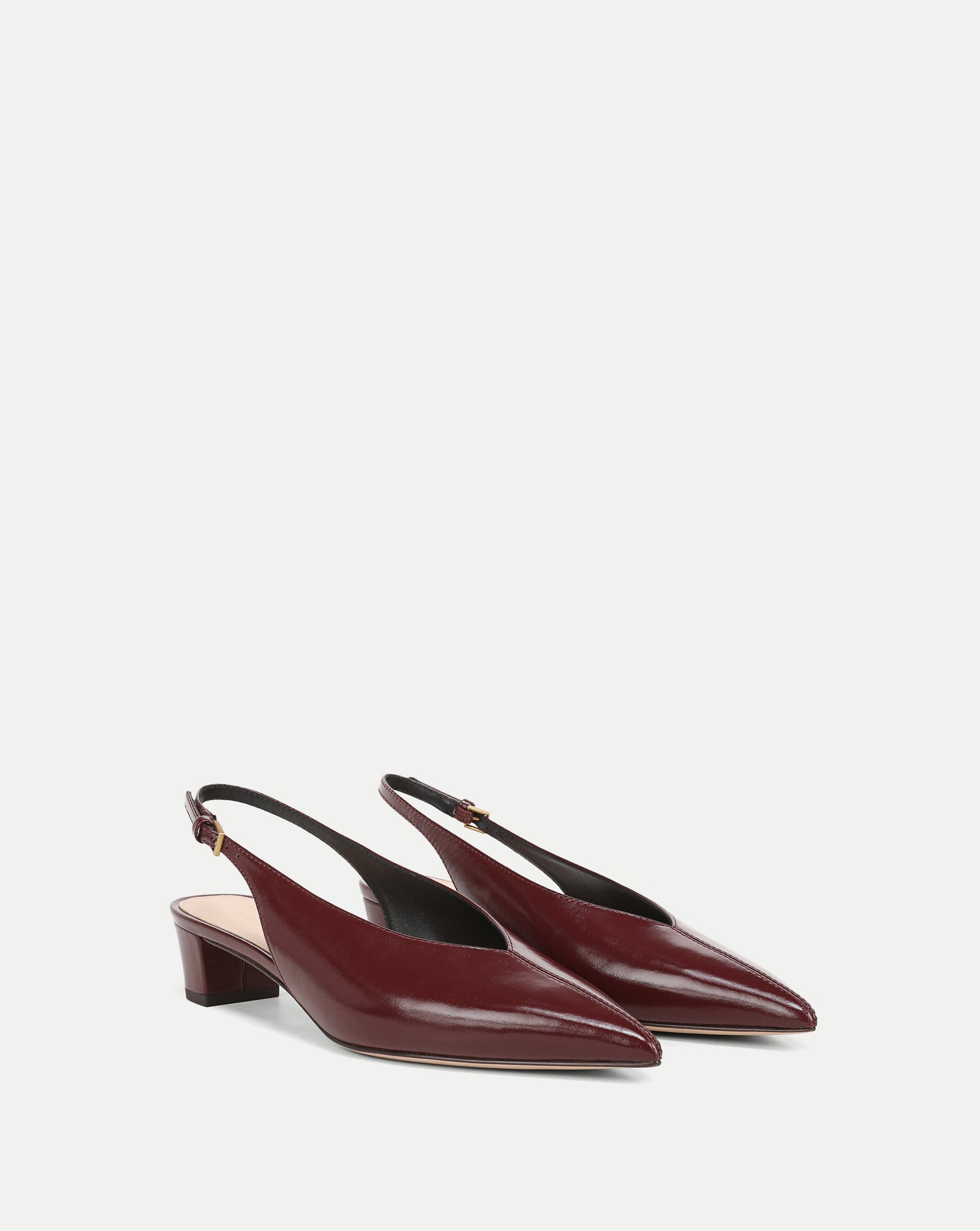 Veronica Beard Burgundy leather slingback kitten heel pumps