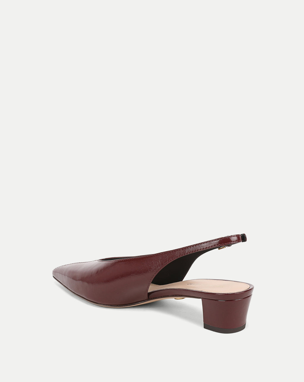 Veronica Beard Brown leather slingback pump with block heel.