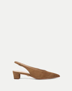 Veronica Beard Brown suede slingback block heel shoe.