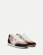 Veronica Beard Beige and black suede sneakers with white laces