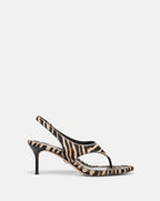 Veronica Beard Zebra print calf hair slingback thong sandal
