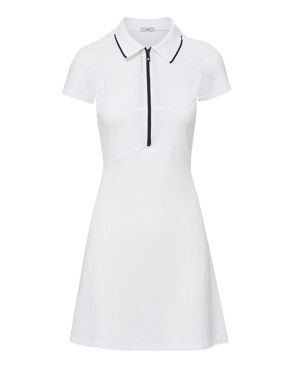 Veronica Beard Performance Mesh Polo Dress White/Navy