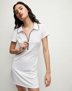 Veronica Beard Performance Mesh Polo Dress - White/Navy