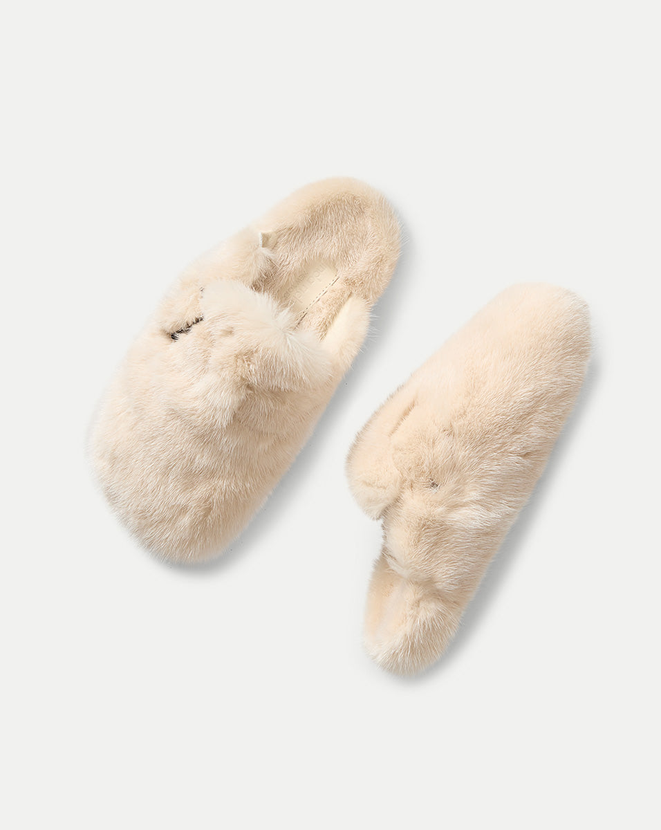 Mink Clog Slippers in Cream | Veronica Beard