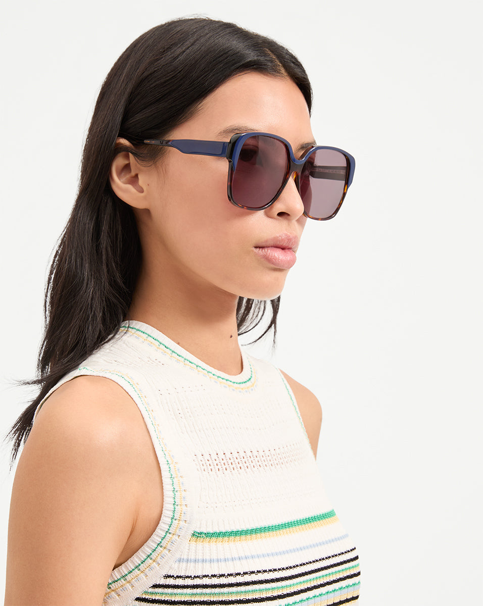 Brigitte Oversized Sunglasses in Blue | Veronica Beard display picture 2