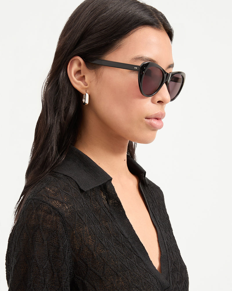 Veronica Beard Edie Black Cat-Eye Sunglasses Edie - Cat Eye Tortoise Frame Sunglasses For Women  main image 2