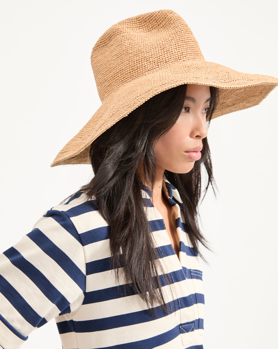 Waverly Wide Brimmed Raffia Straw Hat in Sand | Veronica Beard
