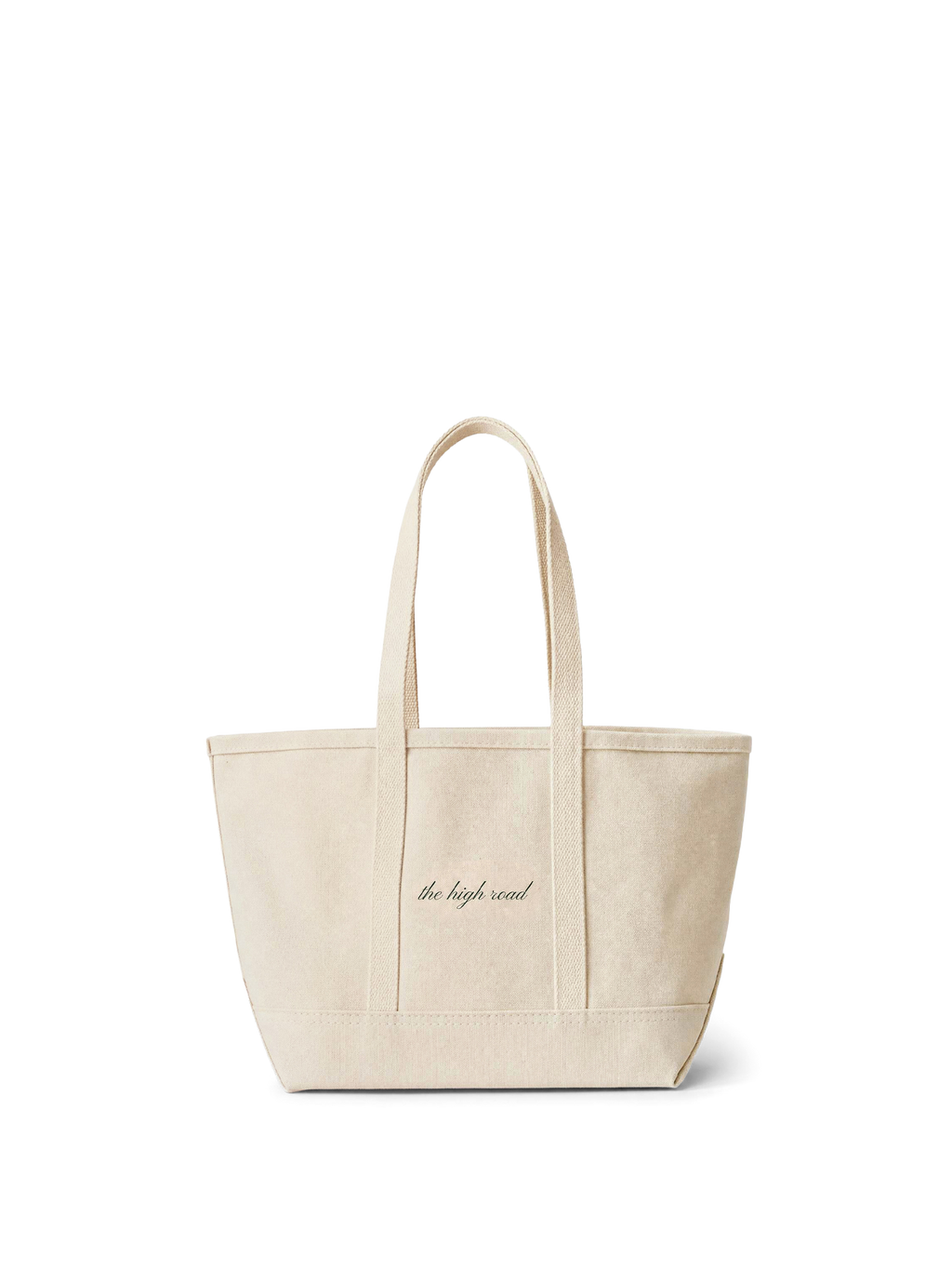 Veronica Beard Beige canvas tote bag with black cursive text.