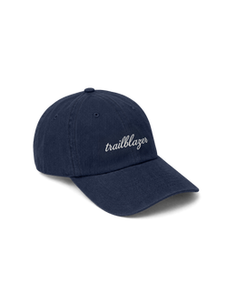 Veronica Beard Navy blue embroidered trailblazer baseball cap.