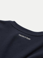 Veronica Beard Navy blue cotton crewneck sweatshirt with white logo.
