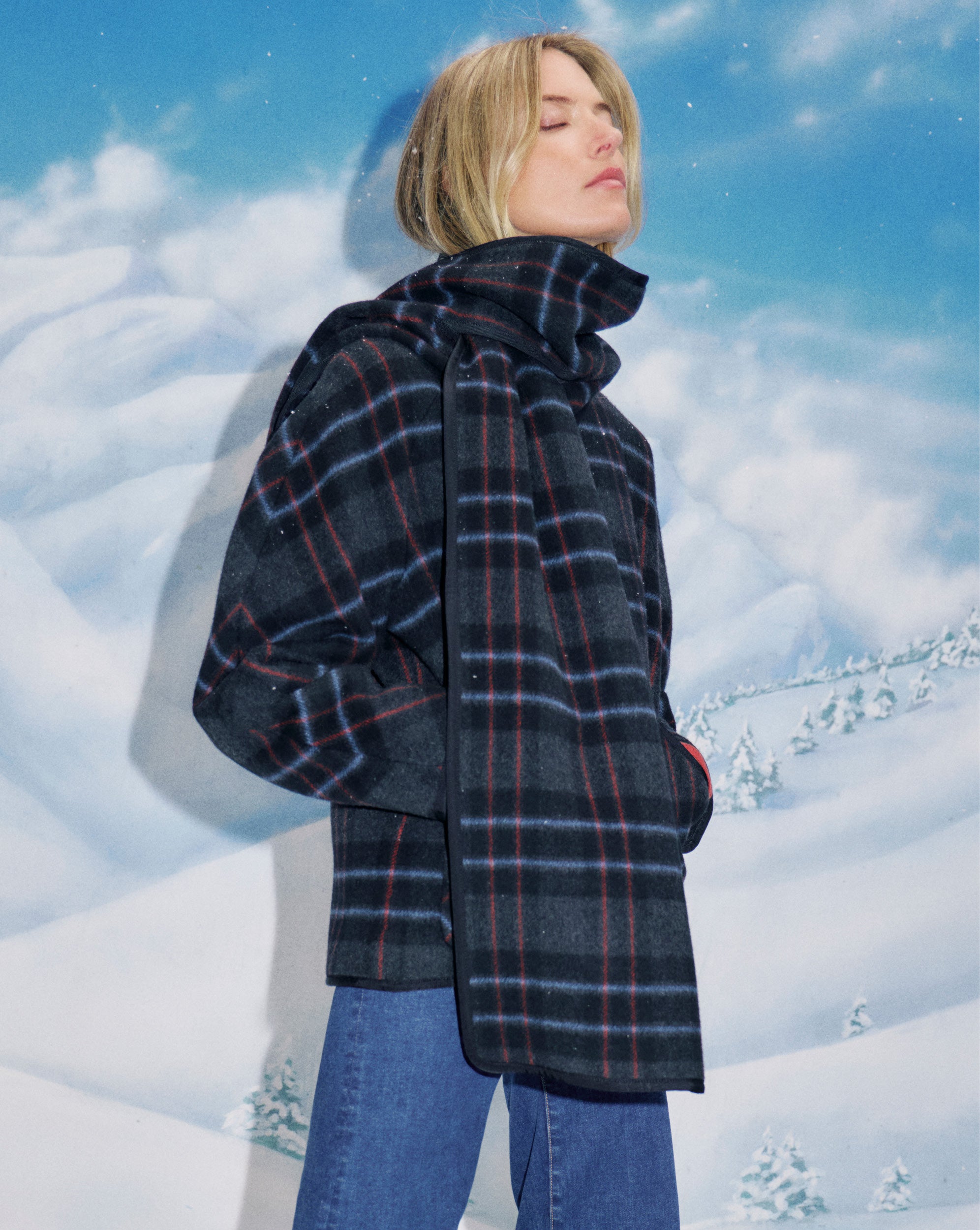 Martine Dickey Scarf Coat in Black Multi | Veronica Beard
