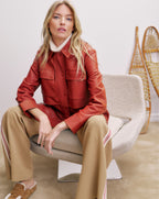 Veronica Beard Liora Leather Utility Dickey Coat