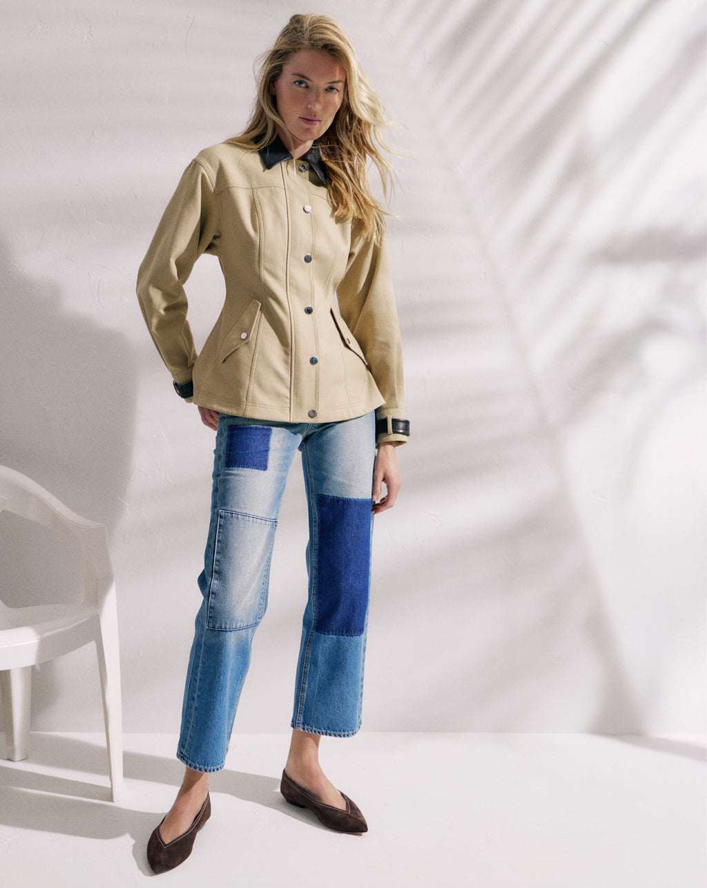 Veronica Beard Dylan Patchwork Straight-Leg Jean - Time Lapse