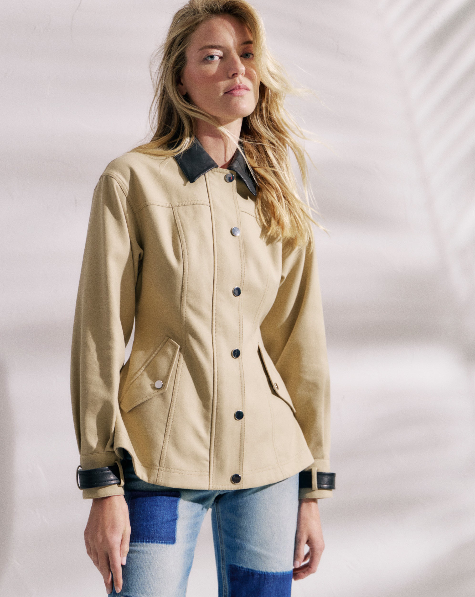 Talla Peplum Jacket in Tan Sand | Veronica Beard