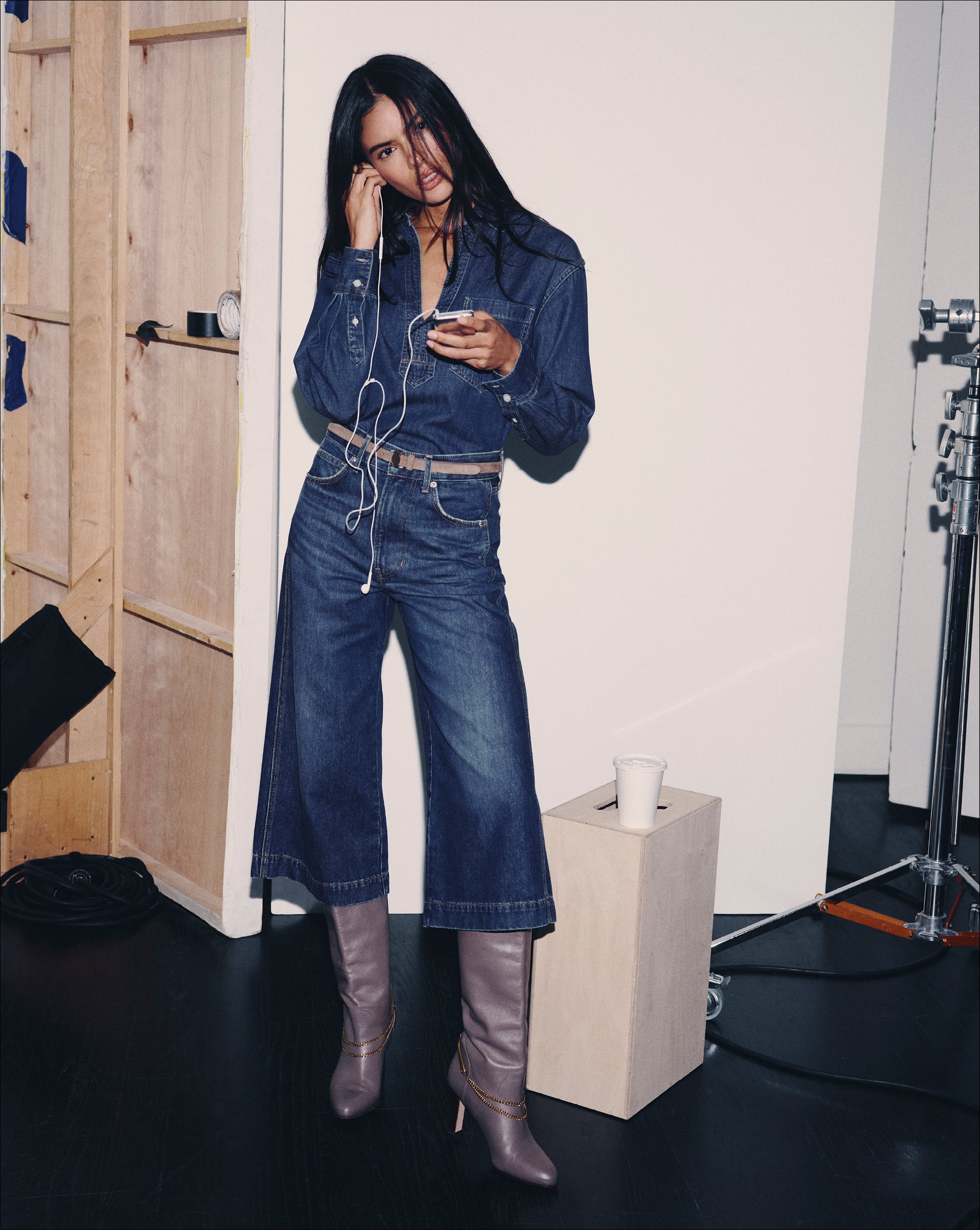 Marlowe Denim Culotte in Blue Denim | Veronica Beard