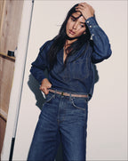 Veronica Beard Khai Denim Blouse - Bright Blue