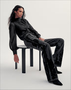 Veronica Beard Crosbie Embroidered Slim Wide-Leg Jean - Washed Onyx