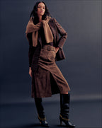 Veronica Beard Alexie Suede Midi Skirt - Mocha