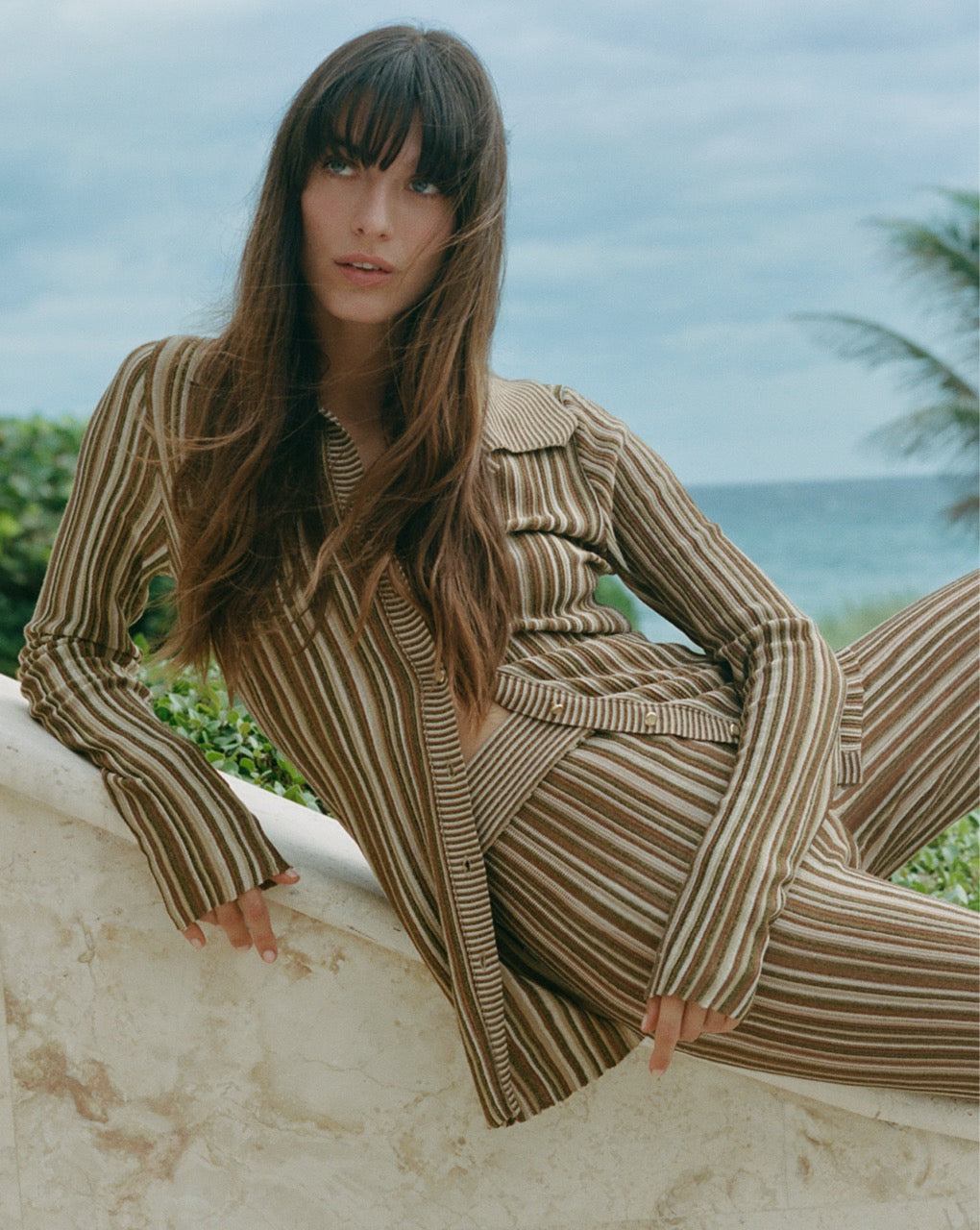 Massaro Striped Pants in Gold & Bronze | Veronica Beard