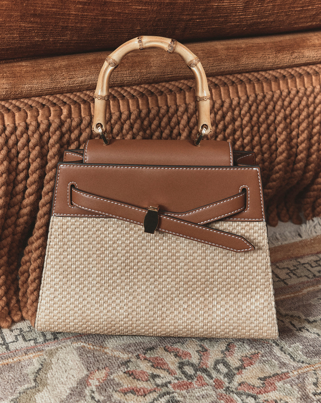 Veronica Beard Veronica Beard Raffia Dash Top-Handle Bag